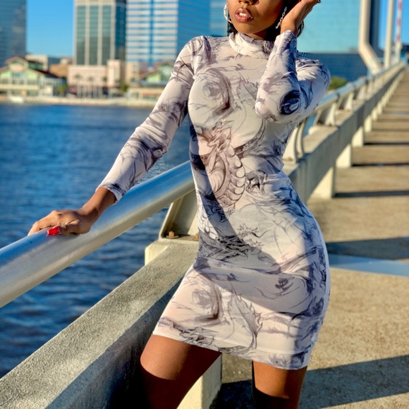 ‼️ $6.25 when you bundle 4 dresses $25 ‼️🛑🧯🚒🔥for Sheer mini dress 🖤🤍🖤 - Picture 3 of 3